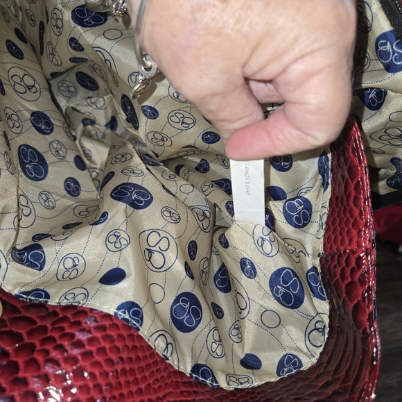 SAMANTHA BROWN - TOTE- Weekender - elegant Red and Black Croc Embossed Gold - Picture 14 of 16